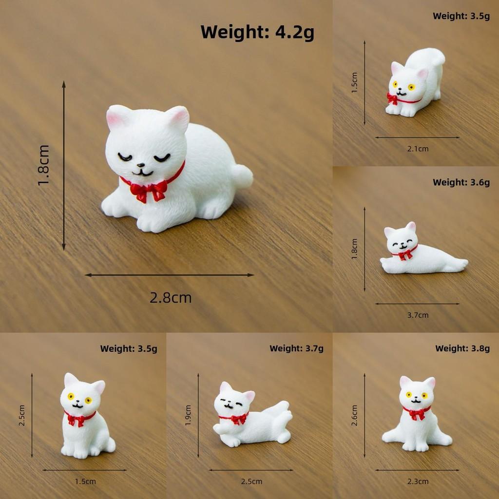 Cute Micro Cat Landscape Resin Ornament With Bow Tie Design For Home Decoration