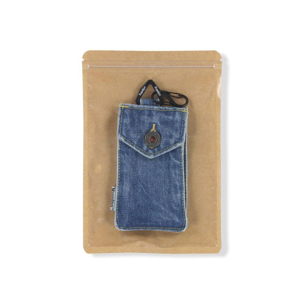 MAGOODGAN Schlüsselanhänger 9205 Gewaschene Midi Indigo Denim Geldbörse