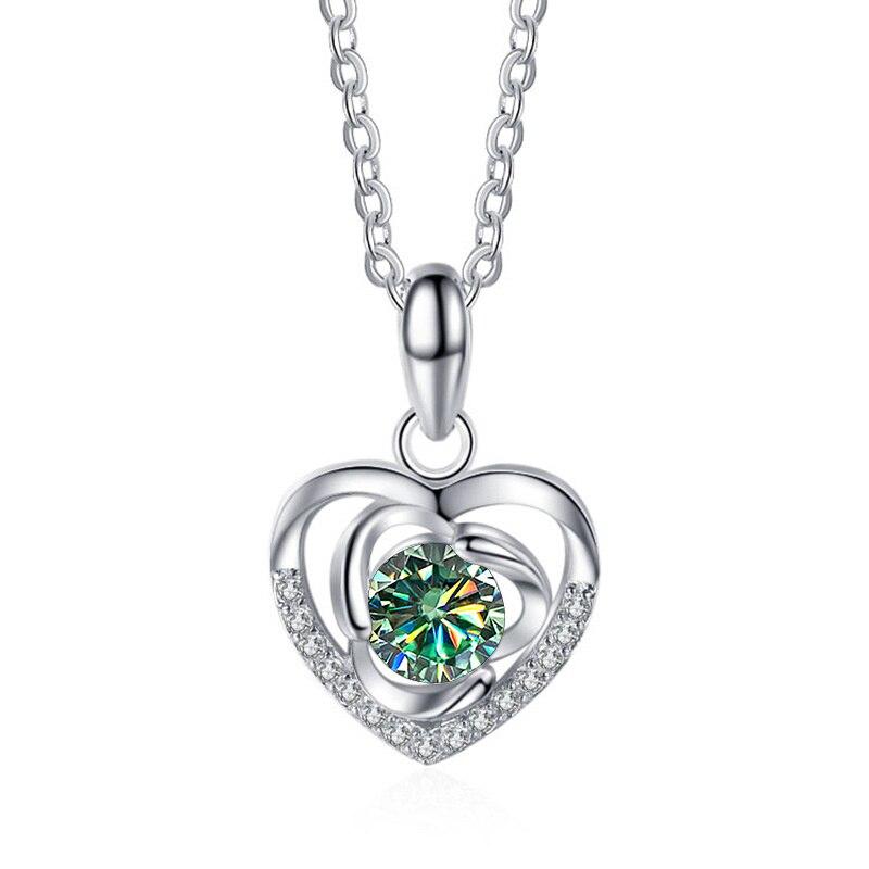 Bague Ringen 1.0ct Heart Moissanite Pendant For Women Sparkly Imitation Diamond Jewelry 925 Sterling Silver Fine Jewelry Gift