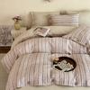 Sleep Grid 140g Thick Linen Retro Japanese Button Set Four Piece