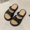 Two Wearing Cool Slippers, Female Outer Wear 2025 New Fairy Style Niche with Skirt One-word Drag Beach Thick Bottom Sandals