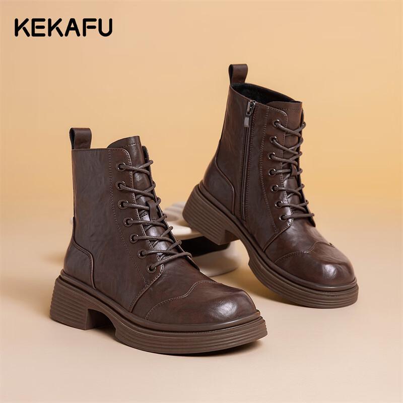 KEKAFU Women s British Style Martin Boots 35