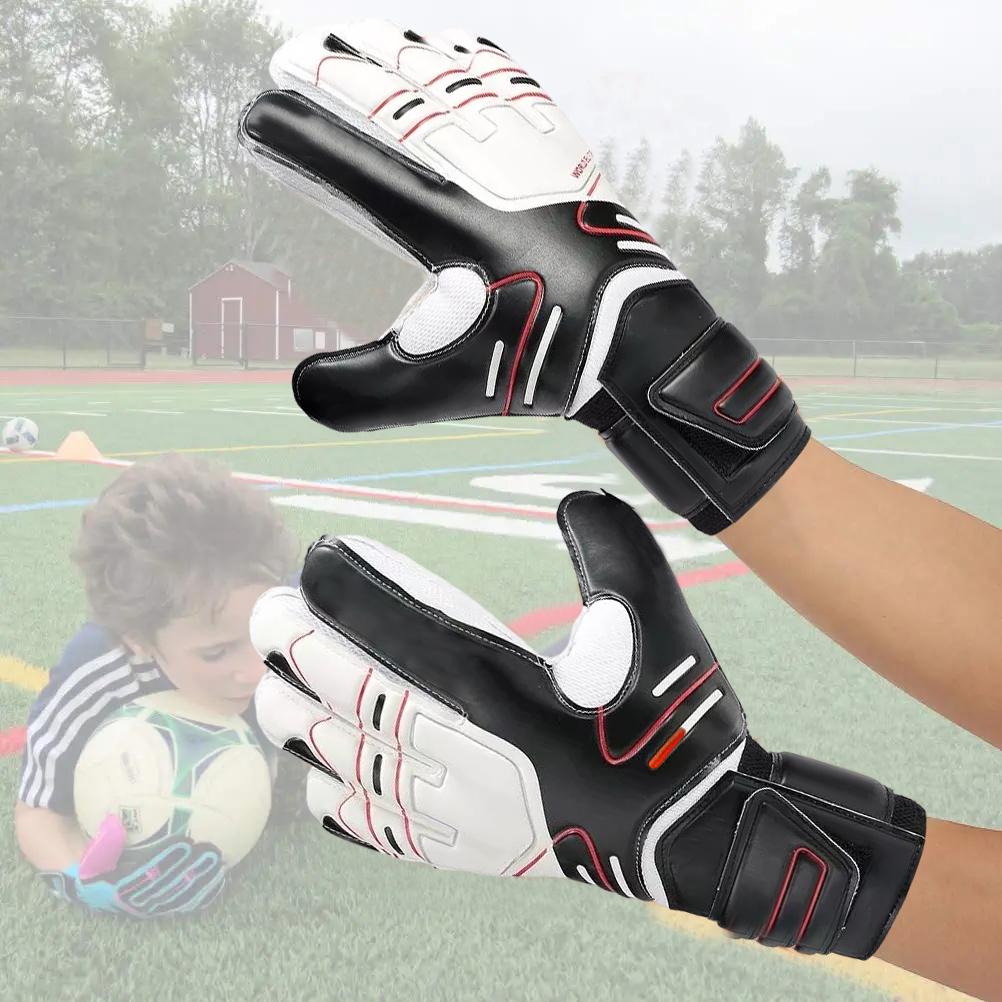 Size 5-10 Professional Soocer Goalkeeper Gloves Black Goalie Football Man Training Latex Gloves Children Anti-Slip Football