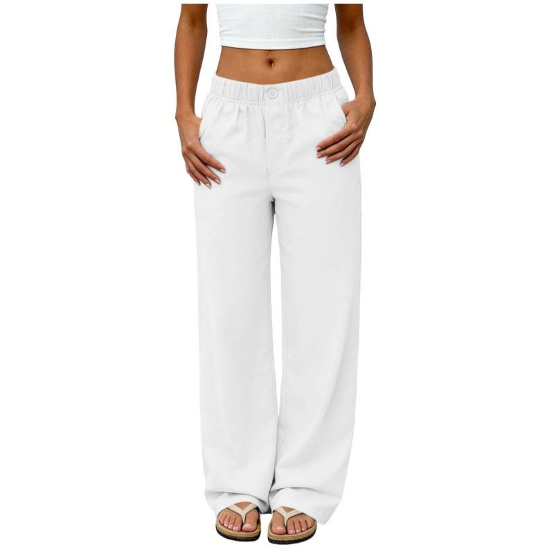 Summer new European and American style high waist loose straight pants women s casual trousers fashion versatile European and American S