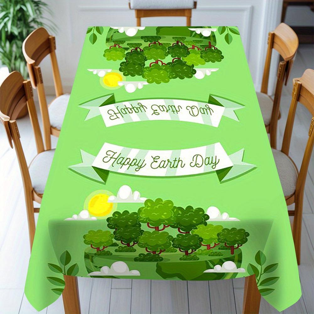 1pc Tablecloth World Earth Day Rectangular Table Cover, Featuring European Country Style Design, Perfect for Farmhouse Settings, Spring Decor, And Ind