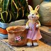 Funny Easter Planter W/Carrot Reus Cartoon Spring Flower Pot Multi-Purpose Animal Succulents Holder for Home Festival Decoration