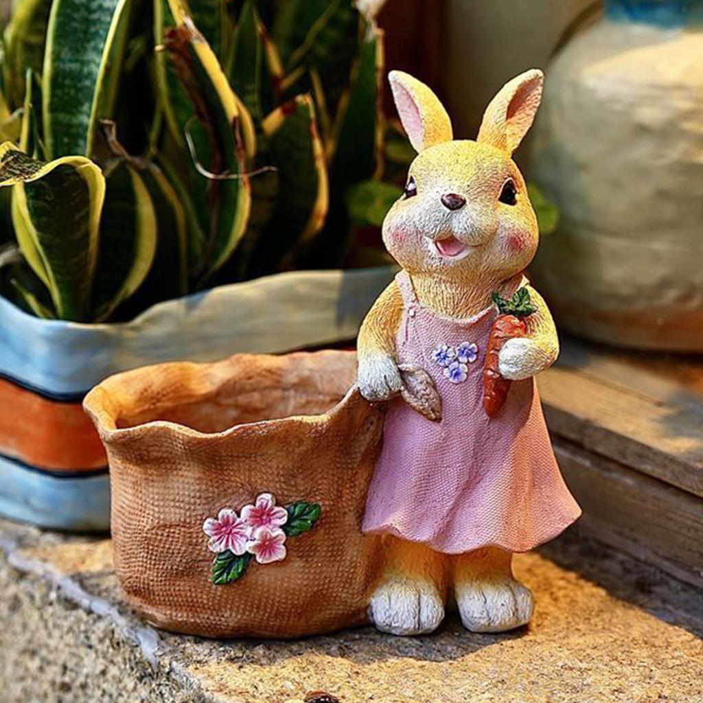 Funny Easter Planter W/Carrot Reus Cartoon Spring Flower Pot Multi-Purpose Animal Succulents Holder for Home Festival Decoration