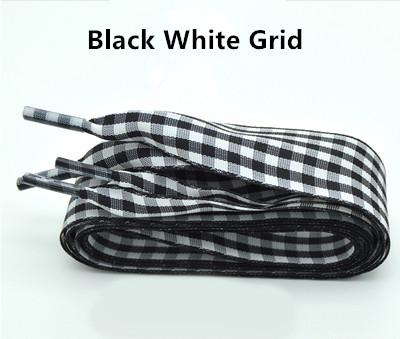 2,5 cm Britischer Stil Gitter Schnürsenkel Damen Herren Druck Sport Lässig Basketball Schwarze Weiße Schuhbänder