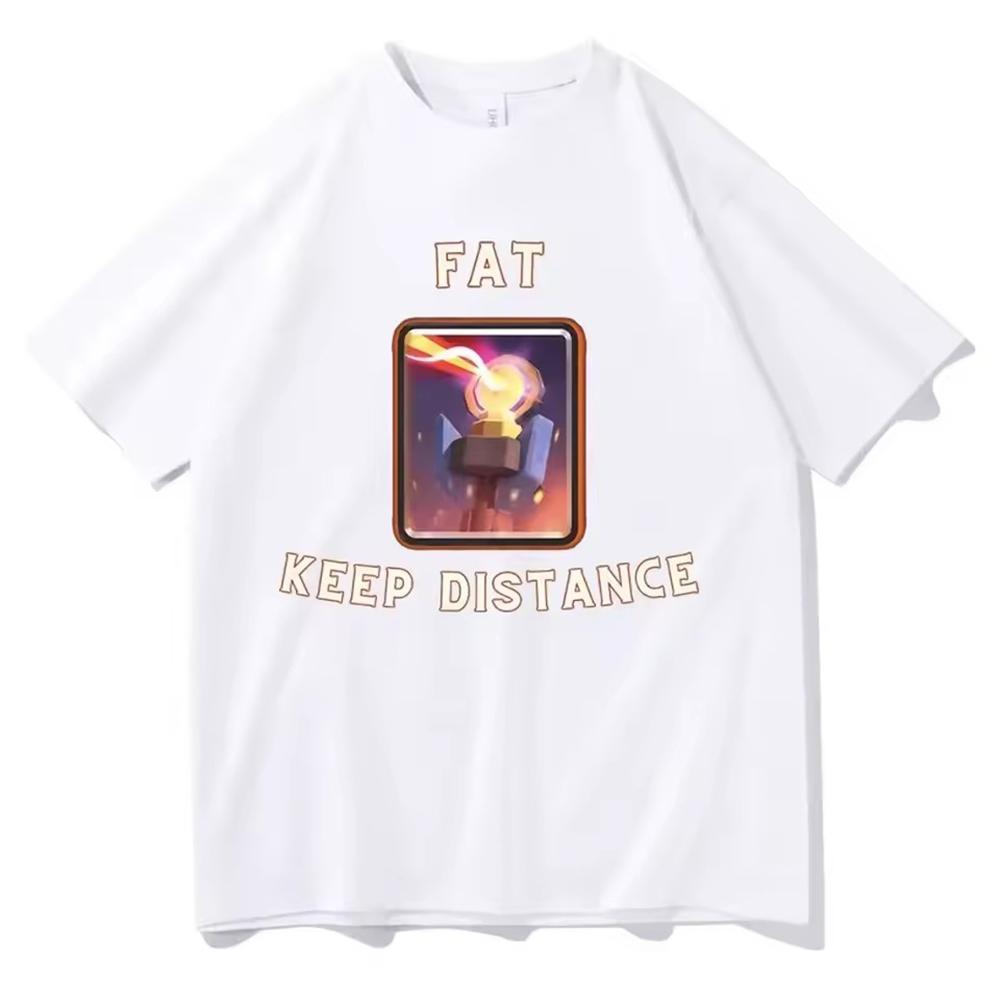 

Fat Keep Distance Meme Men Clothing Tee Shirt Homme New in Top & Tees short sleeve Round Neck Printing Pullover T-Shirt 50278 4XL