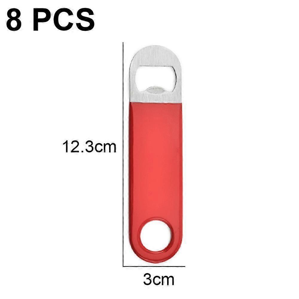 8-Piece Kitchen Heavy-Duty Stainless Steel Bottle Opener, Suitable For Beer Bottle Openers In Kitchens, Bars, Or Restaurants -Red