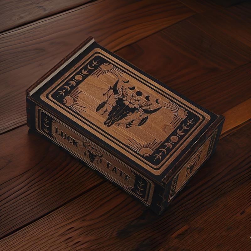 Portable Wood Tarot Cards Box Push Pull Cards Box Gift Case Divination Card Storage Container Witch Decoration Enduring