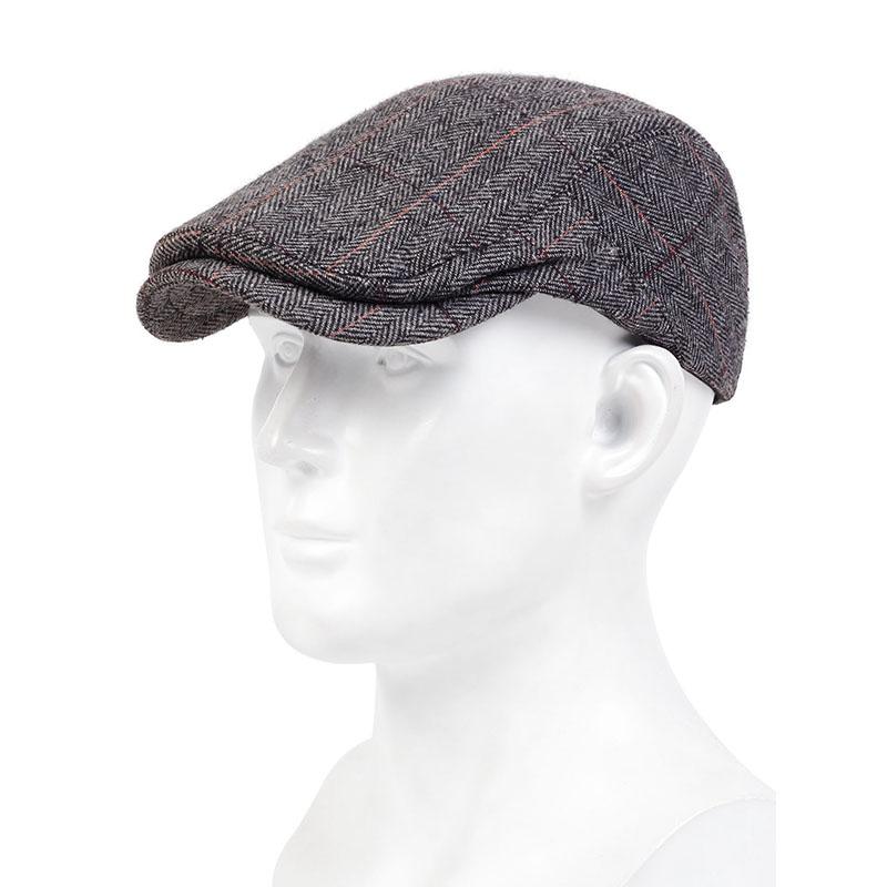 

Fashion Plaid Stripe Newsboy Cap for Men Women Autumn winter Flat Ivy Vintage Hat Irish Outdoor Beret painter Hat темно-сірий колір