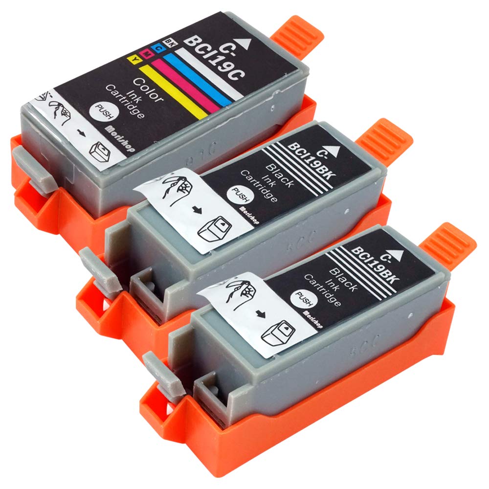 

Morishop x 2 Pure Compatible Ink Cartridges for Level Latest IC BCI-19BK + BCI-19CLR 3-Pack Canon, Indicator, Chip, BCI-19