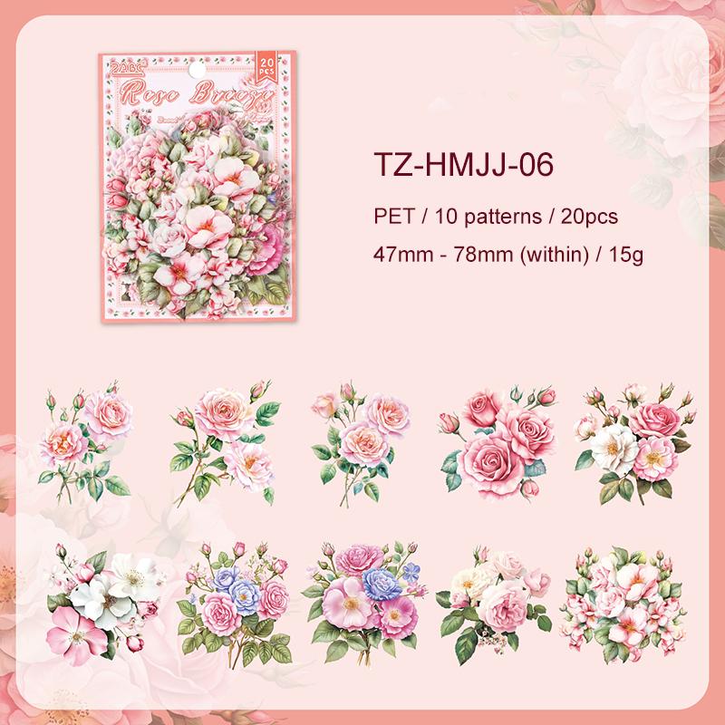 Flowers Are in Good Place Series Vintage Floral Landscape PET Sticker Creative DIY Journal Material Collage Scrapbook Stationery
