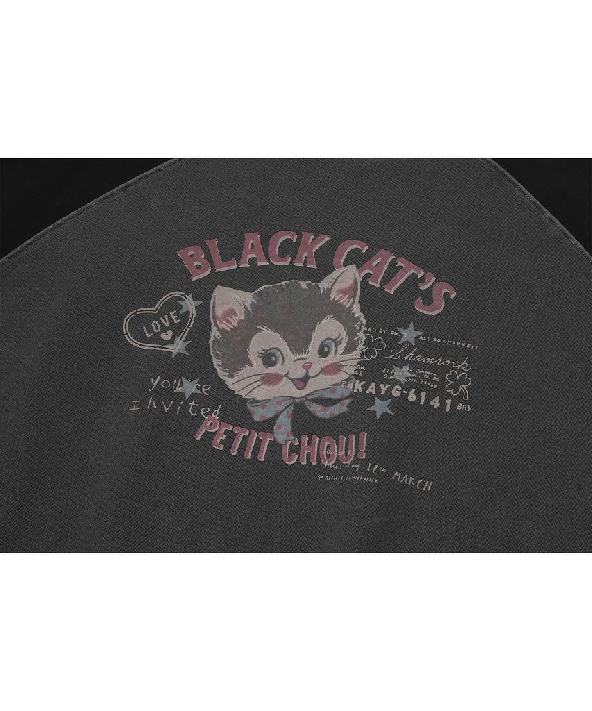 CPGN STUDIO Black Cat Raglan Pigment Sweatshirt Smoke Black