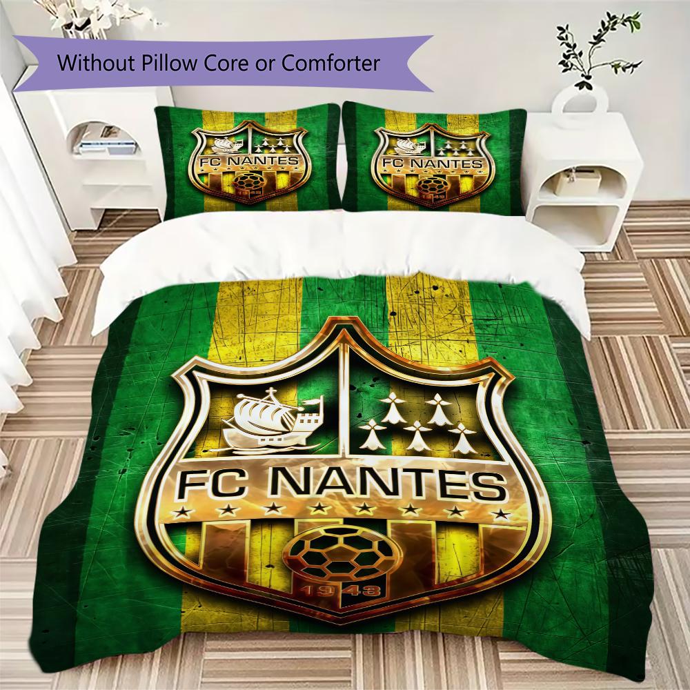 FC Nantes Pattern Bedding uilt Set uilt Cover Pillowcase Home Decoration Birthday Gift (1 * duvet cover + 2 * pillowcase without core)