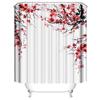Cherry Blossom Shower Curtain Japanese Shower Curtain Floral Sakura Plum Blossom Flower Shower Curtains Teal Blue and Pink Decor