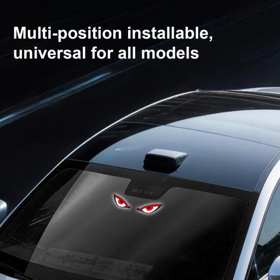 3Pcs Solar LED Car Decorative Light with Dynamic Eye Design USB-C Rechargeable Smart Sensor Car Light Vibration-Activated Suction Cup Mount Car