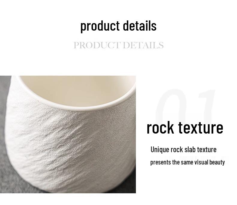 Men's Large Ceramic Mug with Rock Texture for Tea & Water