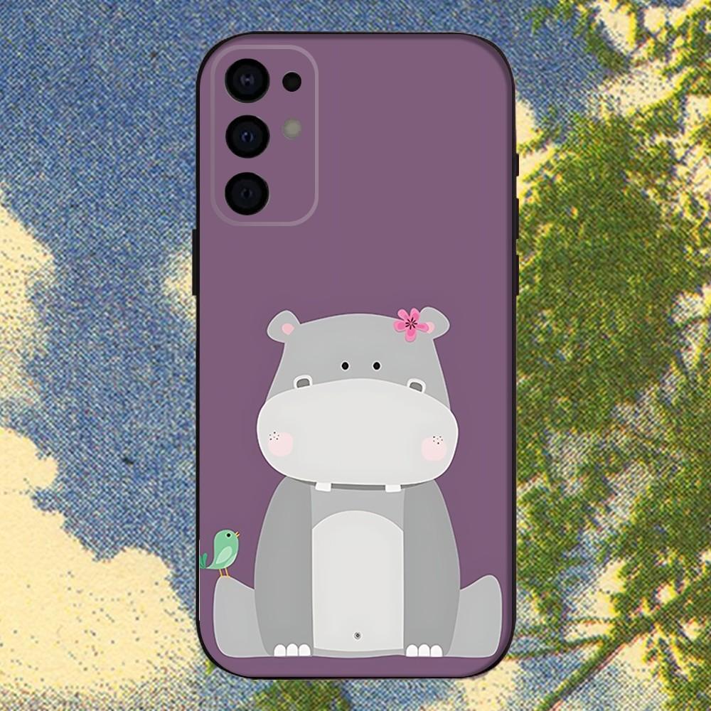 Cartoon Animal Hippopotamus  Phone Case For Samsung S25,S24,S21,S22,S23,S30,Ultra,S20,Plus,Fe,Lite,Note,10,9,5G Black Cover