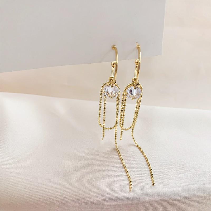 S925 Silver Geometric Tassel Stud Earrings: Fashionable Korean Style, Elegant Design, Versatile for Women