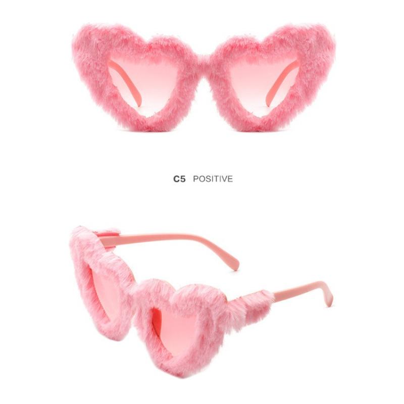 New Fashion Glasses Plush Love Sunglasses Peach Heart Dance Party Funny Heart Sunglasses