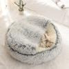 Winter Pet Cat Bed Round Long Plush Cat Warm Bed House Soft Pet Basket Sleep Bag For Small Dogs Cats Washable Kennel Sofa