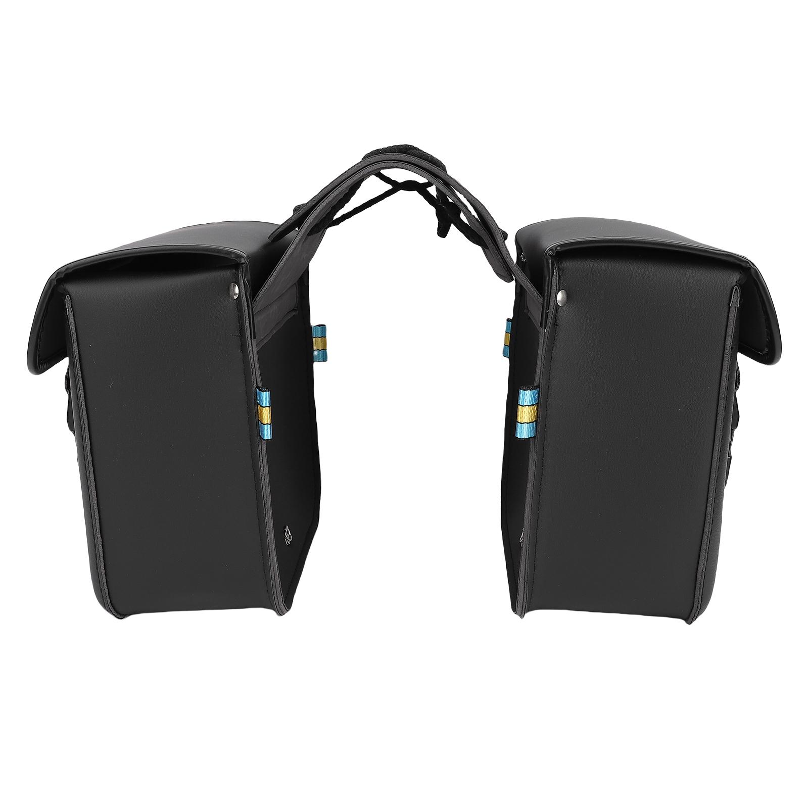 Motorcycle Saddlebags with Lock PU Leather Water Proof Side Luggage Bag Universal Design 7.4L Capacity