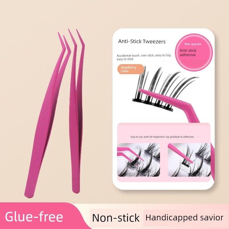 Anti-Stick Glue Tweezers for False Eyelashes, Suitable for Eyelash Extensions, Eyelash Curler