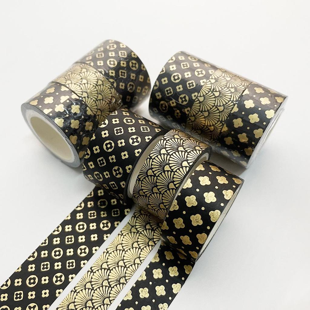 3 szt. Złota Folia Taśmy Washi Zestaw 15mm 20mm Wielu Kamień Gwiazda Kwiat Wzór Samoprzylepna Taśma Maskująca Naklejki Dekoracji Pamiętnik