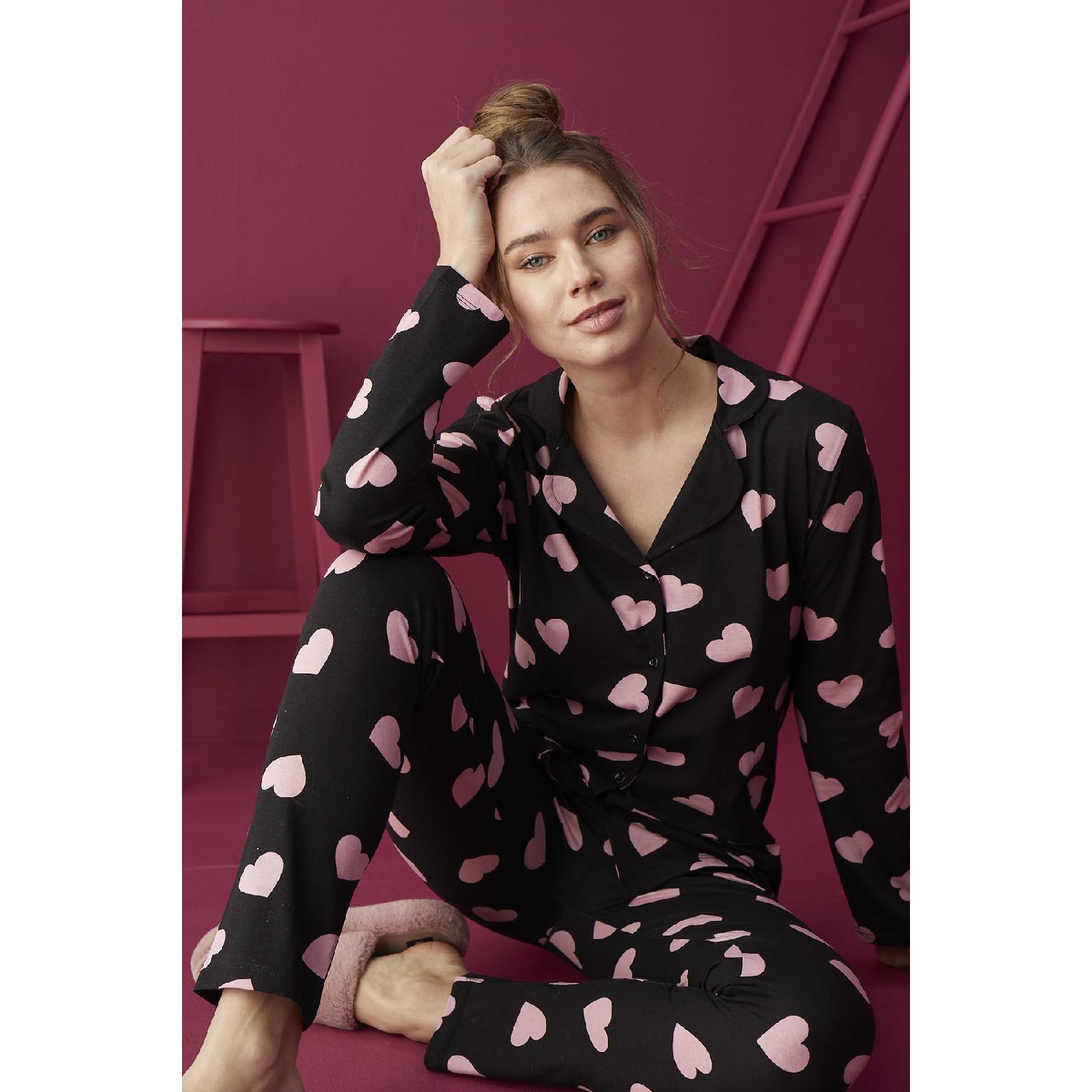 

Хлопковый пижамный комплект на пуговицах 3XL