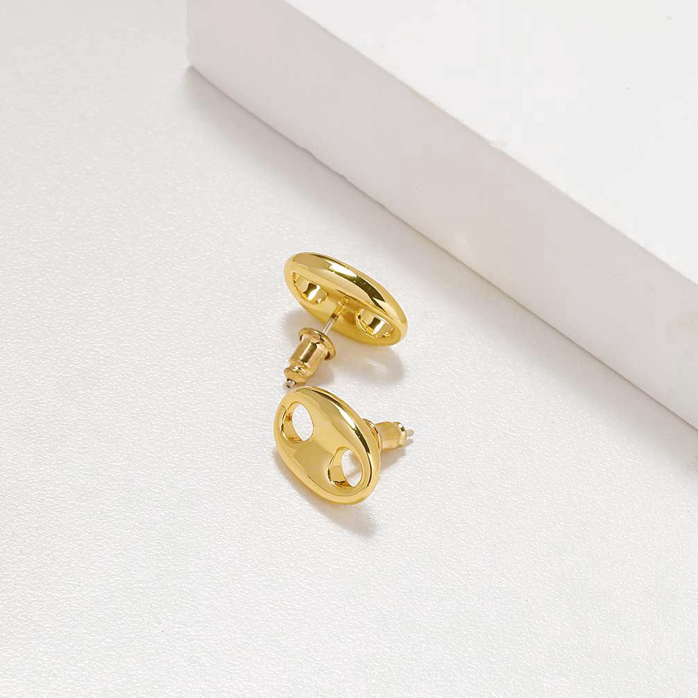 

ins стиль простые нишевые универсальные высококачественные серьги S925 серебряные иглы свиной нос универсальные серьги отверстия для ушей золотой