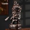 Ebony Guan Gong Solid Wood Statue - Pure Wood Guan Yu Guan Erye Buddha Ornament, Ideal Opening Gift.