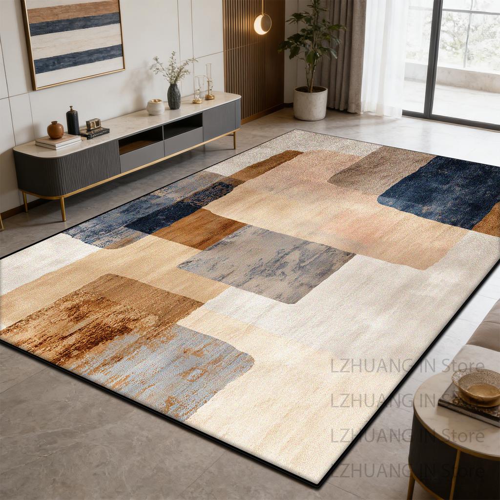 Warm Brown Rice White Modern Fluffy Living Room Rug Home Decoration Luxury Antiskid Carpet Large Area Easy Clean Soft Floor Mats