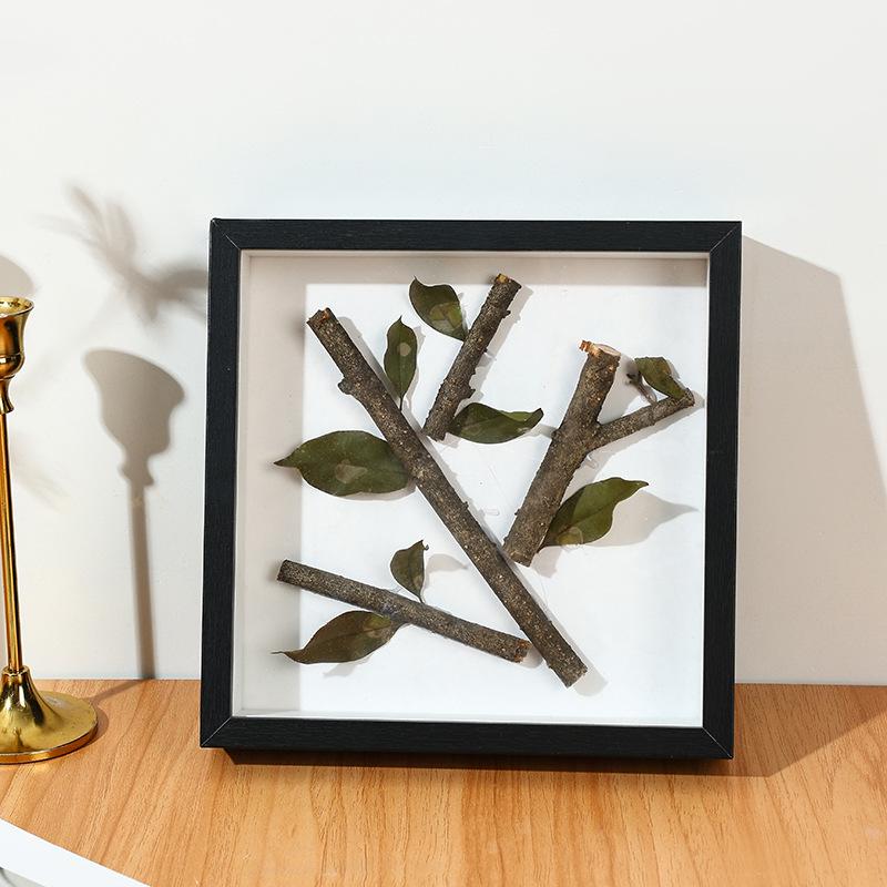 3D Wall-Mounted Solid Wood Photo Frame for Dried Flowers and Butterfly Specimens - Handmade DIY Display Stand