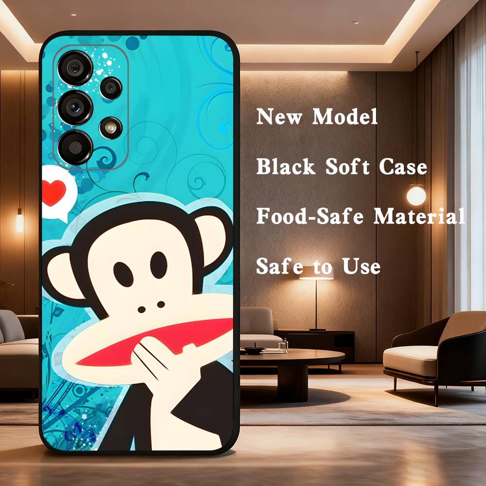 Monkey Funny P-Paul F-Frank Case For Samsung Galaxy A73,72,41,J7,22,Note,31,8,9,52,71,53,32,Soft Black Silicone Cover