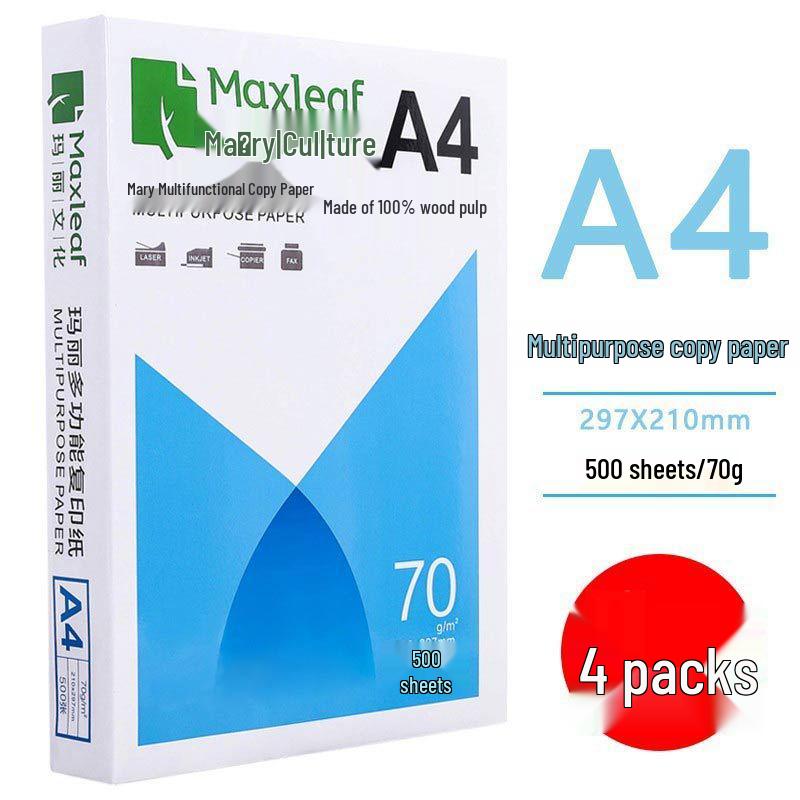 Mary A4 70g Printing & Photocopying Paper, 100 Sheets - White Draft Paper for Students & Office Use