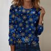Women's Christmas Printed Round-neck Loose Long-sleeved Top
