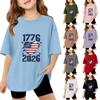 Kids Short Sleeve T Shirt Independence Day Print Top 1776 2026 Casual Fit Comfortable Cotton Blend Tee for Boys Girls