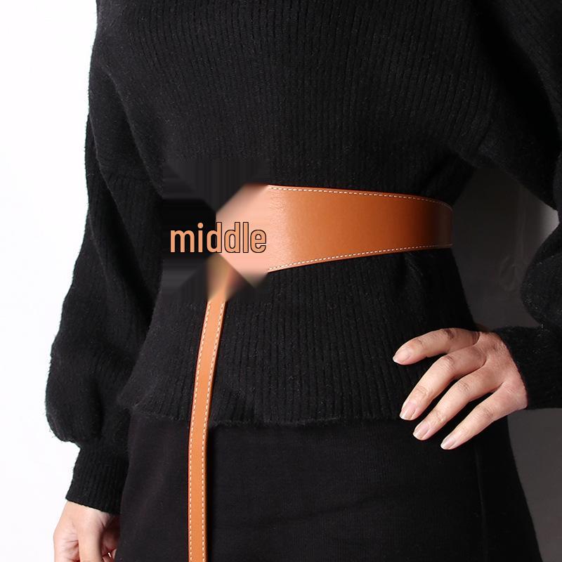 Eleganter Damen Strickmantelgürtel mit geknotetem breitem Bund