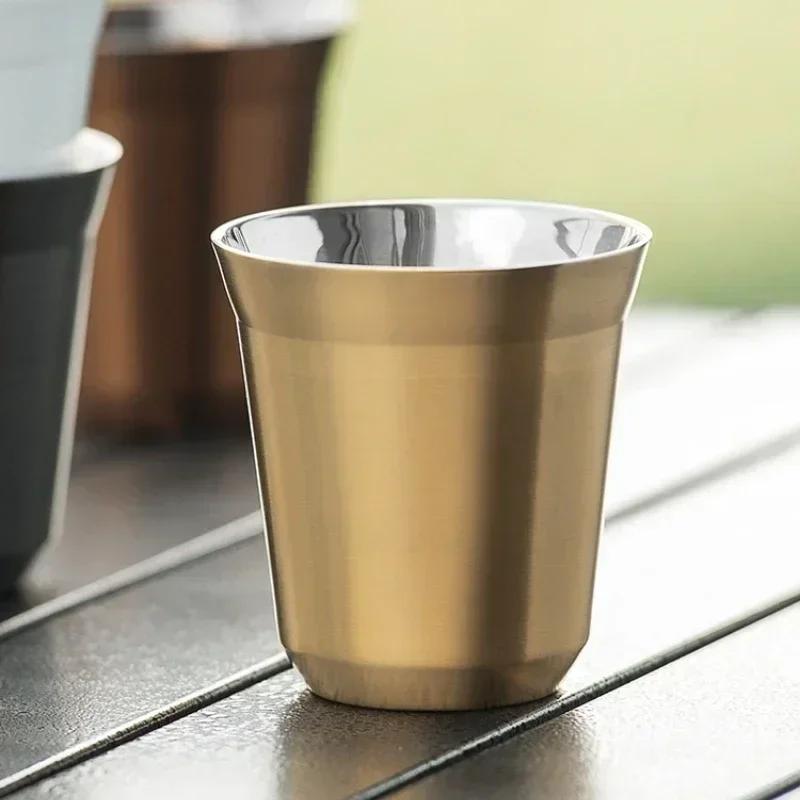 Outdoor Camping Espressotasse Verdickter 304 Edelstahl Doppelwandige Kaffeetasse Isolierung Teetasse Isolierung Kaffeetasse