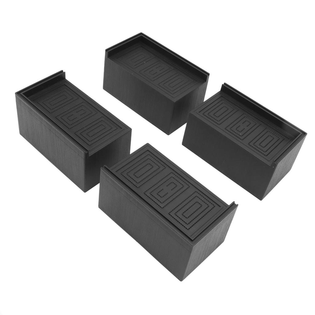 4pcs Furniture Riser Black Enlarged Widened Rectangle Rubber 3in Furniture Leg Mat for Home