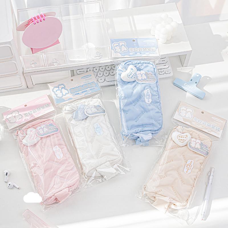 Jednobarevné pouzdro na tužky pro děti Jednoduchost Korejská móda Sáček na tužky Měkká látka Vysokokapacitní taška na uložení psacích potřeb Student