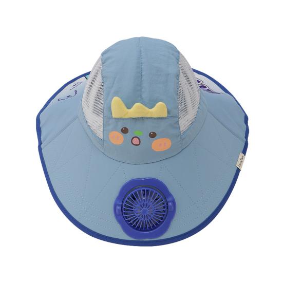 

Kids Sun Hat Cartoon Shape Extra Large Brim Full Face UV Protection Solar Fan Cooling Mesh Breathable Summer Hat синий