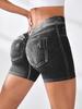 High-Waisted Butt-Lifting Faux Denim Yoga Shorts for Women - Tight, Quick-Dry, Summer Fitness Wear