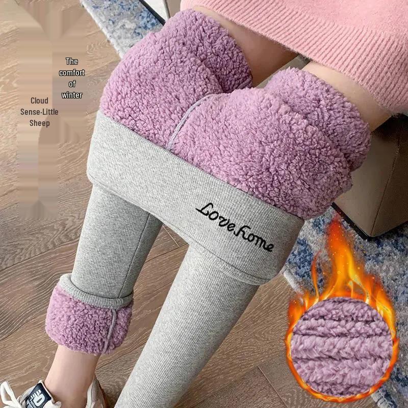 DuoRong Damen Herbst & Winter Plus Samt Leggings - Dick, Schlankmachend, Taillenschützend, Bestickt, Kälteabweisend, Warme Baumwollhose