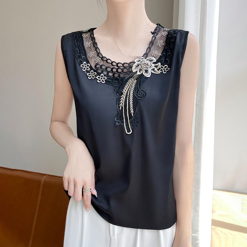 Summer Women's Vest New Ice Silk Mulberry Silk Sling 50% Silk 50% Polyester Fiber Blended Breathable Small Shirt