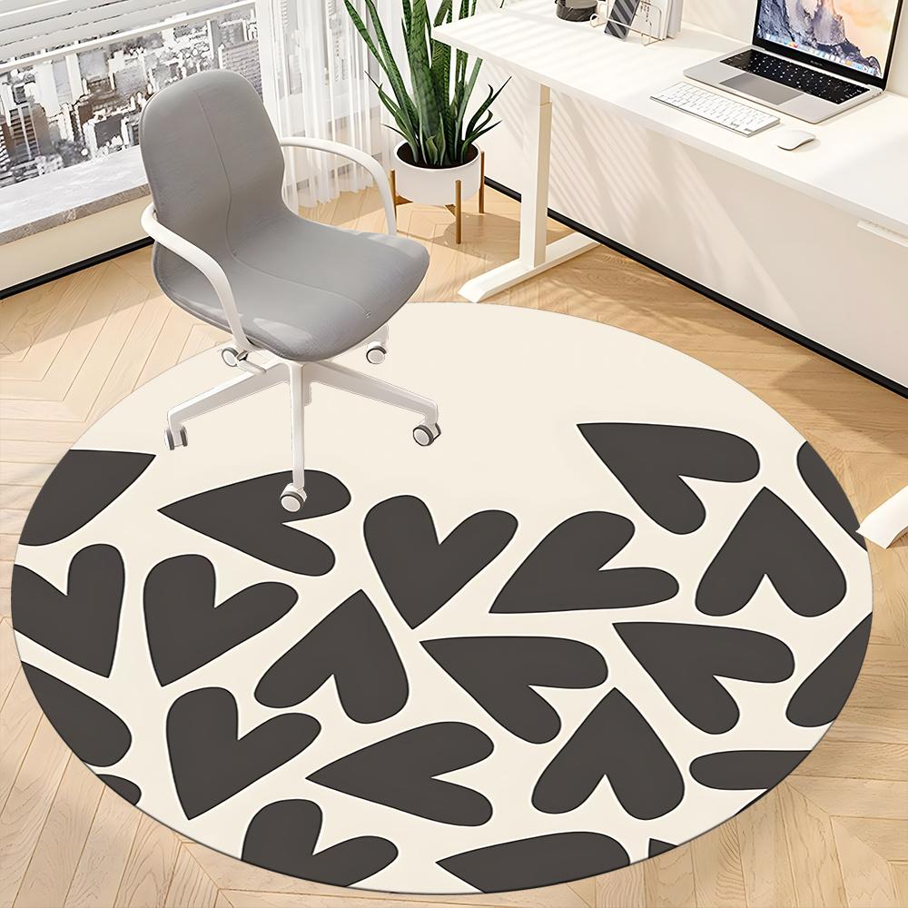 1pc Heart Pattern Office Round Area Rug, Indoor Mat Suitable ForOffice, Under Office Chairs Bedroom Living Room Home Decor, Room Decot247