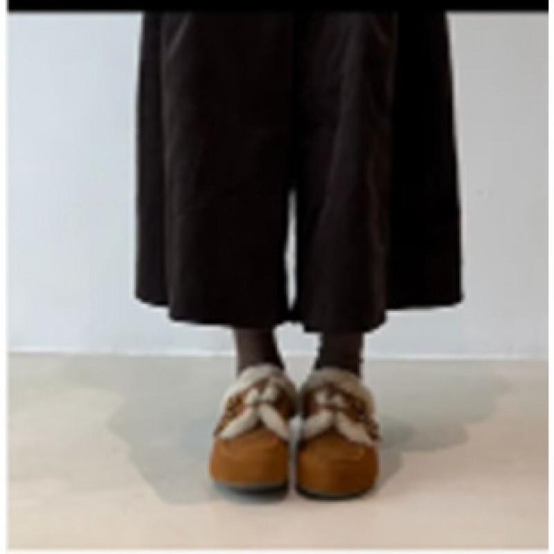 Womens Chunky Sole Slip-On Loafer Boots Round Toe Faux Suede Wool-Lined Warm Winter Mules
