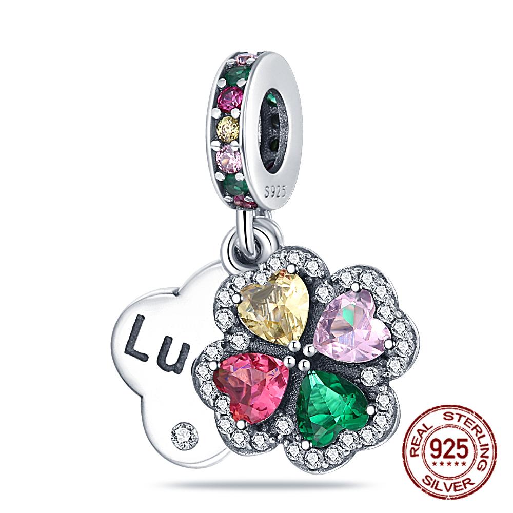 925 Sterling Silber Lila Perlen Blume Schmetterling Hänge Charm Passend 4MM Lochdurchmesser Armband Halskette 925 Schmuck Geschenkherstellung